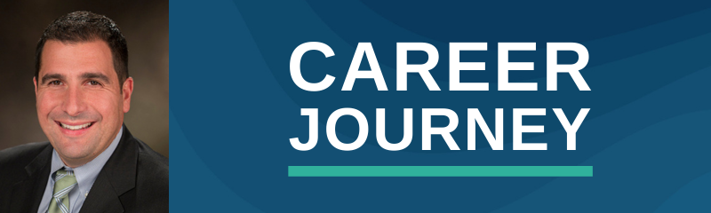 Headshot of NJM's Vice President of Marketing, Cam, with title "Career Journey."
